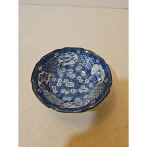 Vintage Japan Blue & White Small Porcelain Floral Bowl